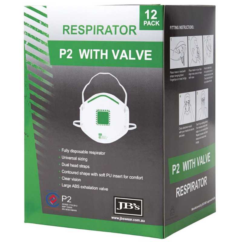 JB's P2 Respirator With Valve 8C150 - 12 Pack