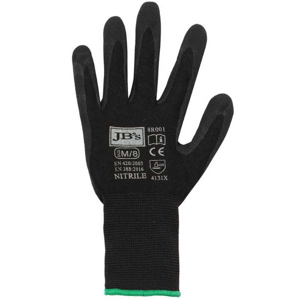 JB's Black Nitrile Breathable Glove 8R001 - 12 Pack