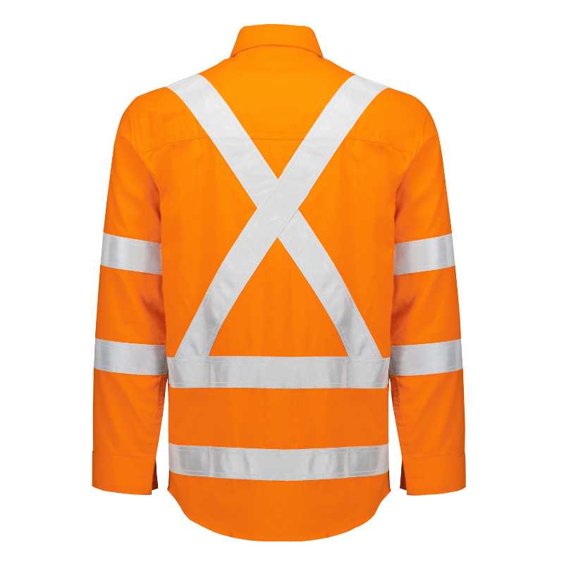 Orange Flame Lightweight Ripstop X Back Taped Shirt ZW187