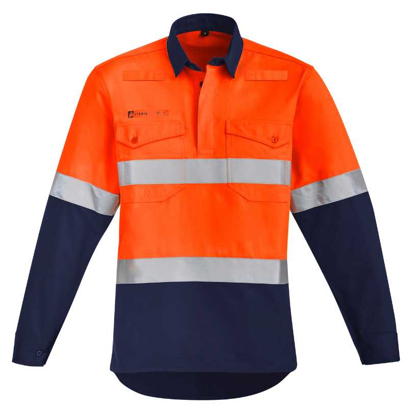 Orange Flame Hi Vis Closed Front Shirt - Hoop Taped ZW143