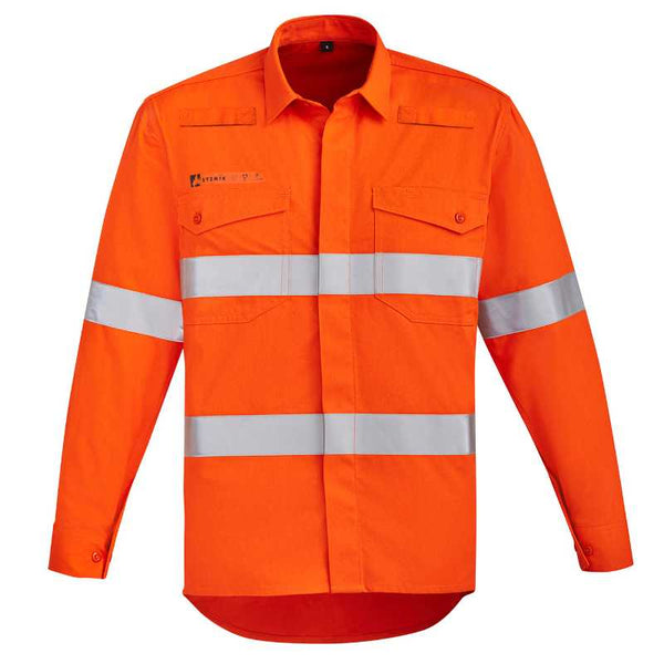 Orange Flame Hi Vis Open Front Shirt - Hoop Taped ZW145