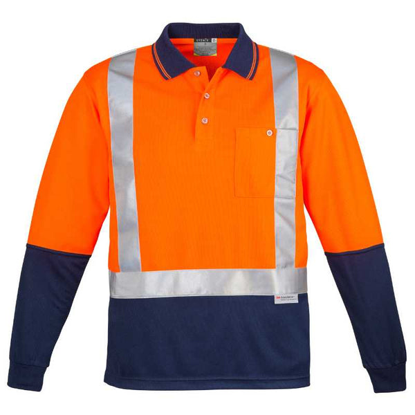 Hi Vis Spliced Long Sleeve Polo - Shoulder Taped ZH234