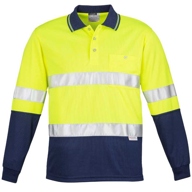 Hi Vis Spliced Long Sleeve Polo - Hoop Taped ZH235