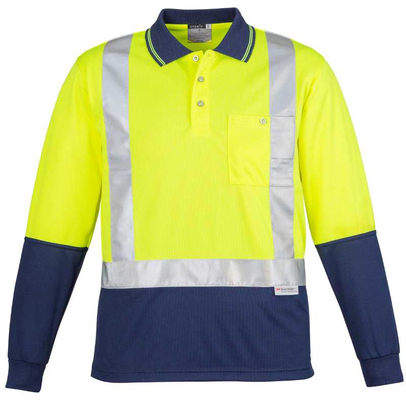 Hi Vis Spliced Long Sleeve Polo - Shoulder Taped ZH234