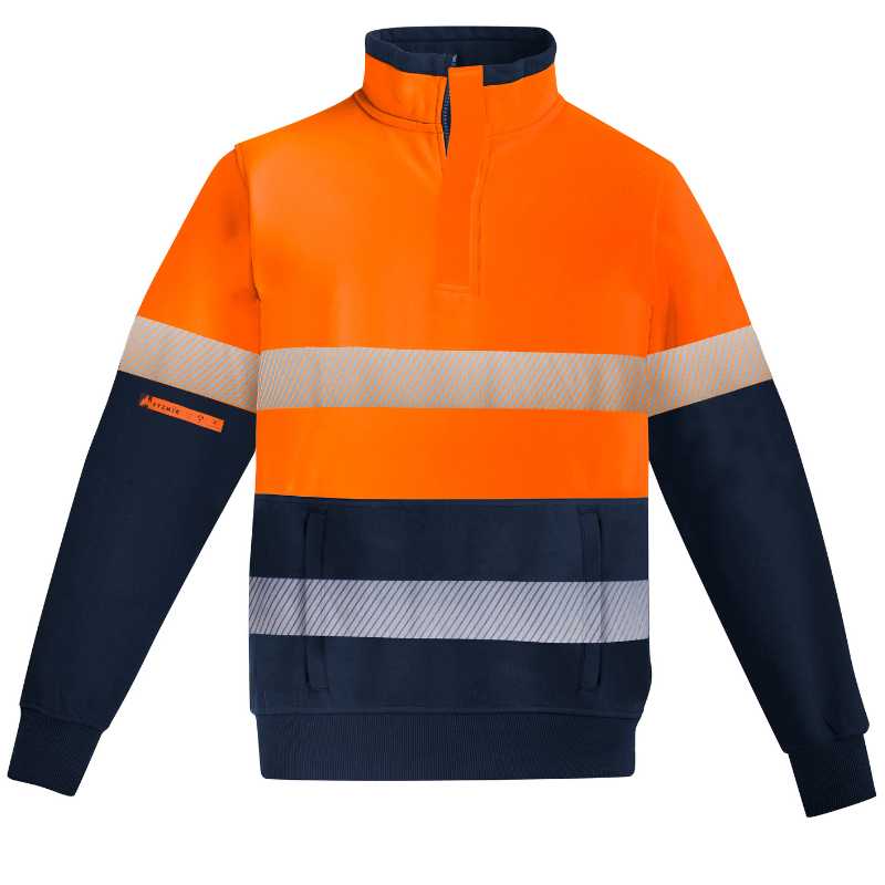 Orange Flame Hi Vis 1/4 Zip Brushed Fleece Pullover - Hoop Taped ZT150