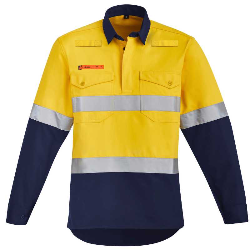 Orange Flame Hi Vis Closed Front Shirt - Hoop Taped ZW143