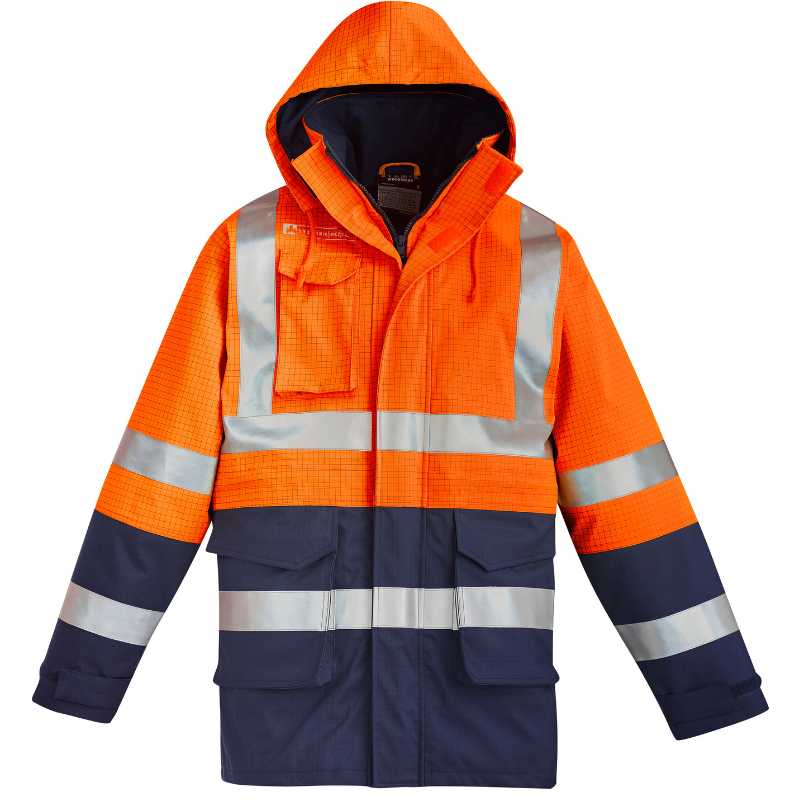 Orange Flame Arc Rated Antistatic Waterproof Jacket ZJ900